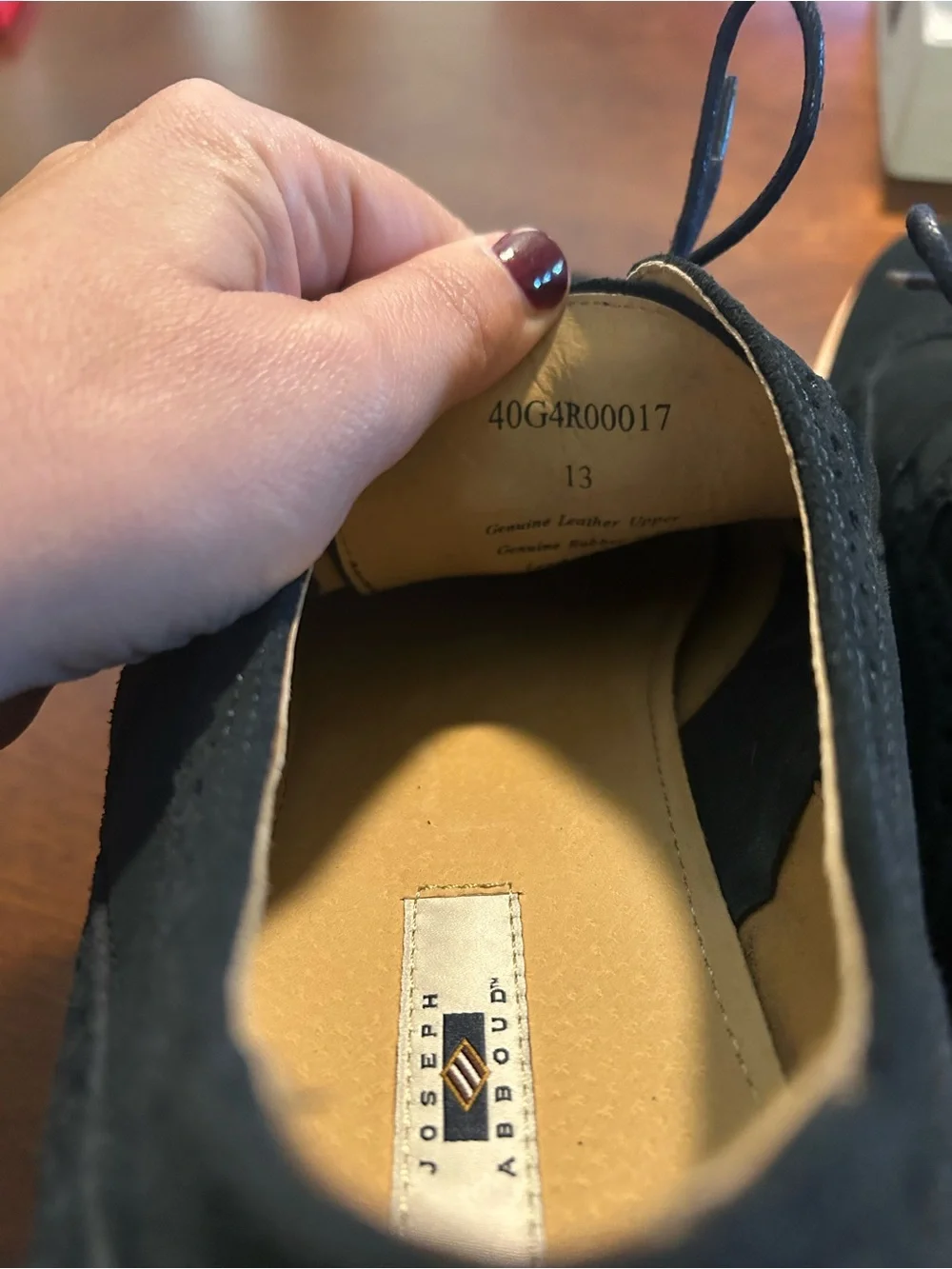 Joseph Abboud Navy Suede Wingtip Derbys with Tan Sole